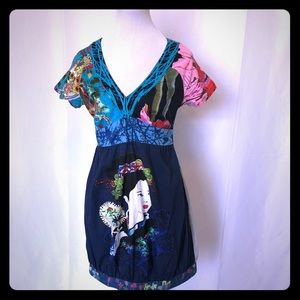 DESIGUAL COLORFUL DRESS - SIZE S - 100% COTTON